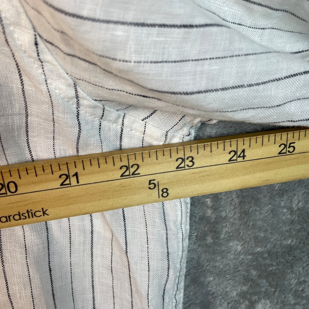 Garnet Hill Easy Linen Button Tunic Shirt Top XL White Striped‎ Lagenlook Beachy - Picture 10 of 10